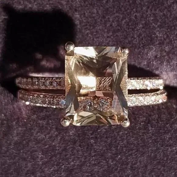 NEW 18K ROSE GOLD MORGANITE SET RING, CUTE RING, SHINY RING. - Picture 5 of 6